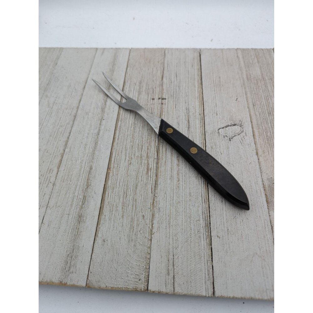 Vintage Stanley Meat Turning Fork 2 Prong 9" Black Handle